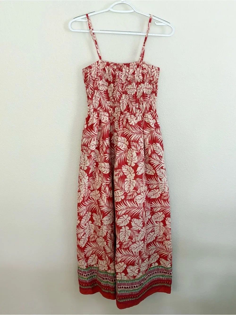 Fate Sweet Nothings Midi Dress Summer 100% Cotton Pockets Leaf Print Size S